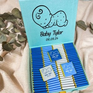 Sert Kutulu Erkek Bebek Çikolata Kutusu