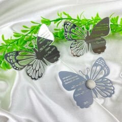 Gümüş Renk Pleksi Kelebek magnet