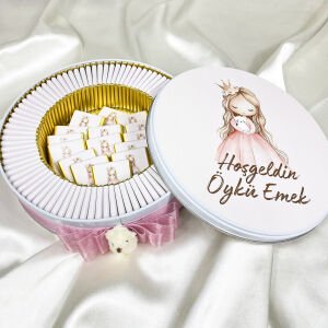 Ayıcık Temalı Metal Kutulu Yeni Doğan - Bebek Çikolatası