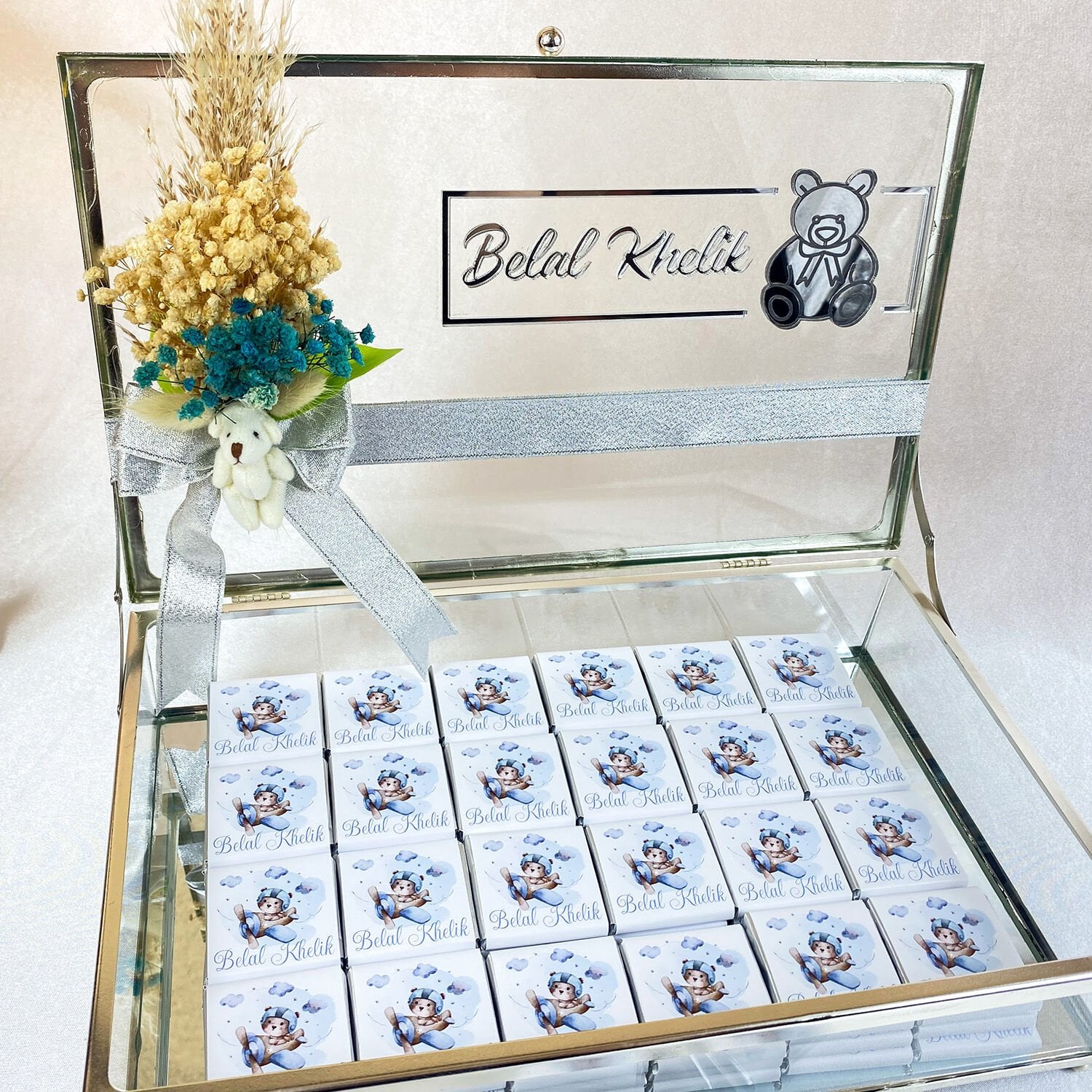 Bebek Doğum Günü Cam Çikolata Kutusu