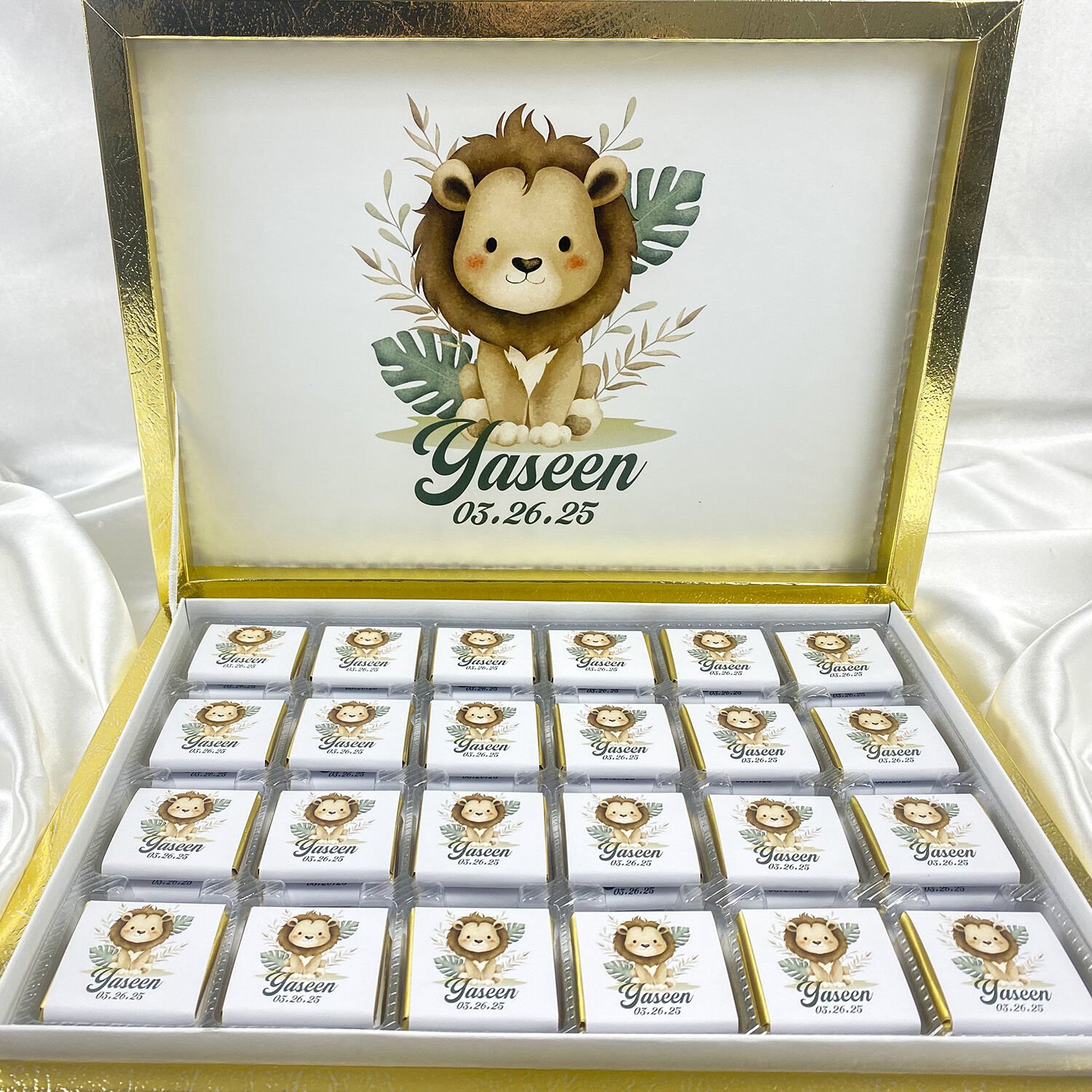 Altın Renk Parlak Kutulu Doğum Günü Çikolatası